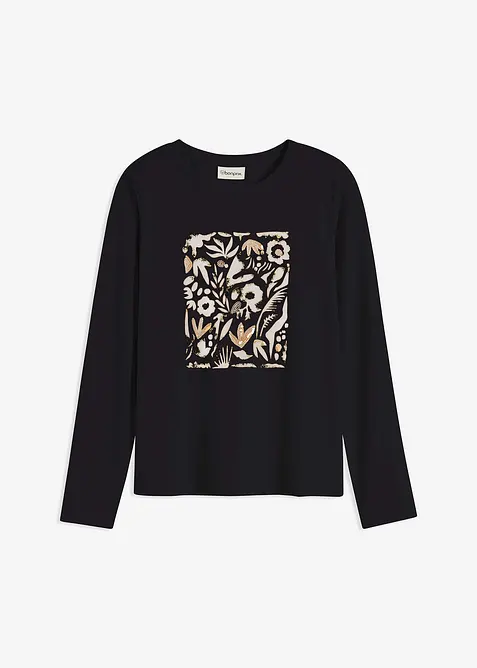 T-shirt manches longues en coton extensible, bonprix