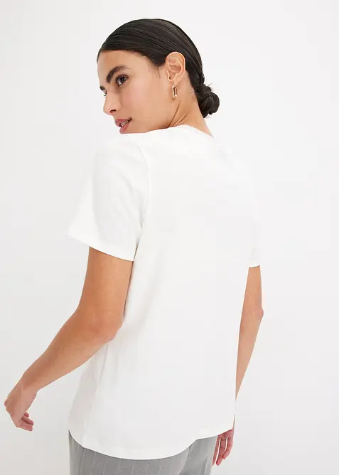 Shirt mit Strickb&uuml;ndchen und Glitzergarn, bonprix