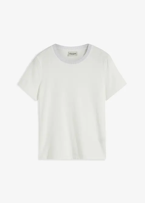 Shirt mit Strickb&uuml;ndchen und Glitzergarn, bonprix