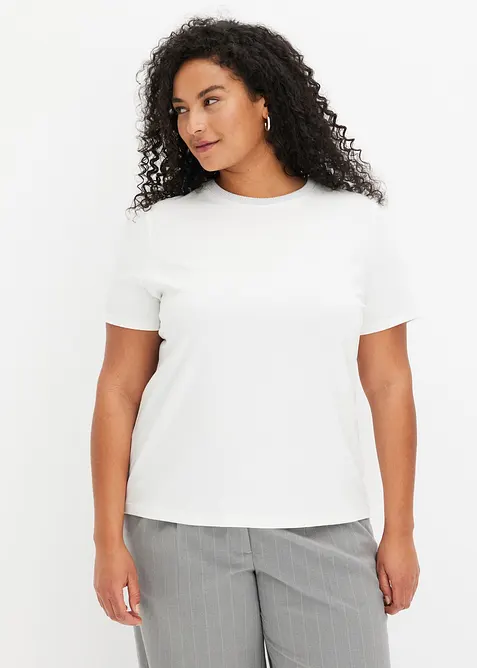 T-shirt &agrave; finitions en maille et fil brillant, bonprix