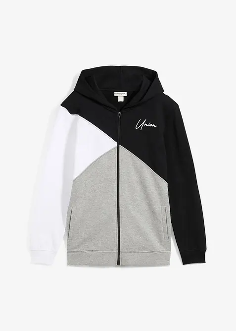 Sweat zipp&eacute; &agrave; capuche 100% coton Loose, bonprix