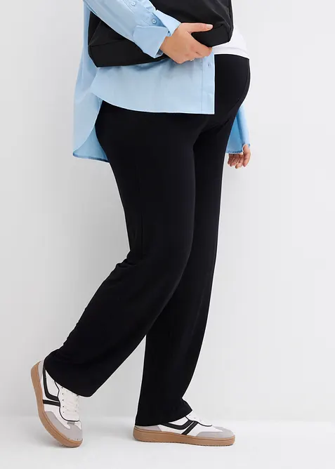 Pantalon de grossesse en jersey, ceinture smock&eacute;e, coupe droite, bonprix