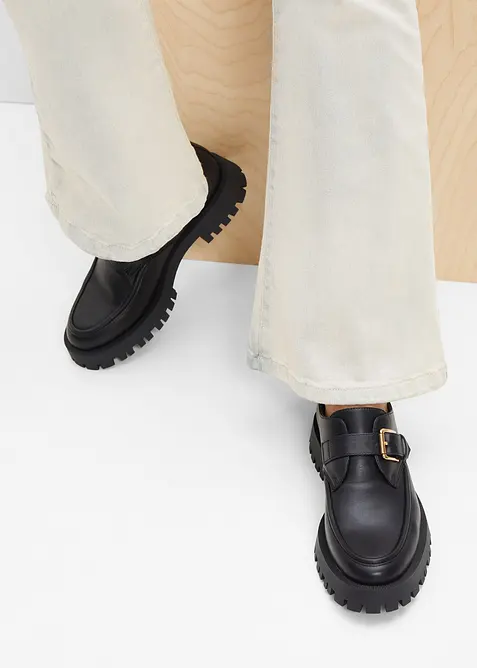 Mocassins &agrave; semelle &eacute;paisse et boucle, bonprix