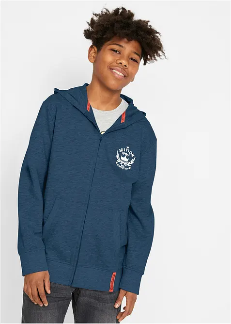 Sweat zipp&eacute; &agrave; capuche, 100% coton, bonprix