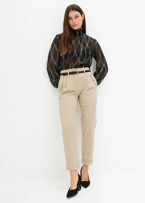 Paperbag Twillhose aus Baumwolle, bonprix