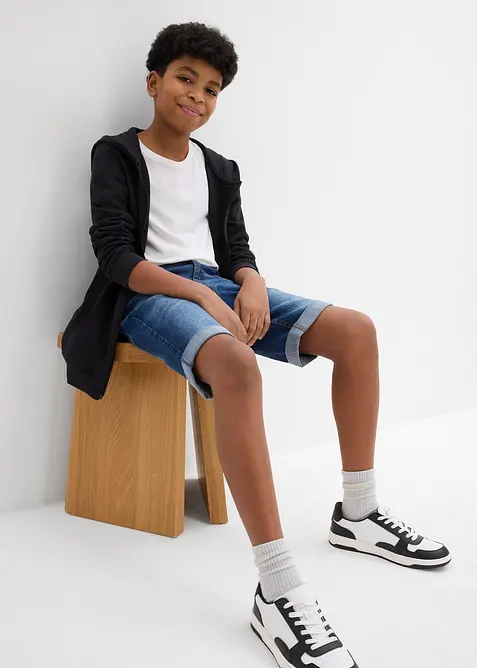 Stretch-Jeans-Bermuda mit verstellbarem Bund, Slim Fit, bonprix