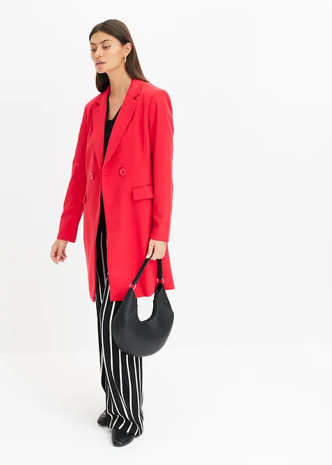 Kurzarm- Rippenpullover mit Viskose, bonprix