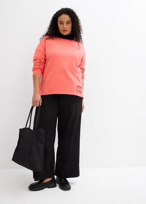 Sweat en coton m&eacute;lang&eacute;, coupe courte devant longue derri&egrave;re, bonprix