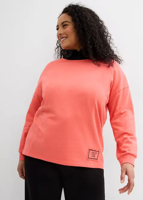 Sweat en coton m&eacute;lang&eacute;, coupe courte devant longue derri&egrave;re, bonprix