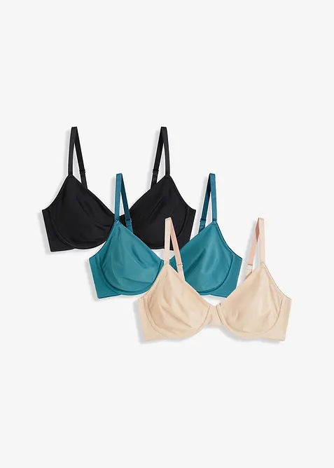 Lot de 3 soutiens-gorge moul&eacute;s &agrave; armatures non rembourr&eacute;s, bonprix