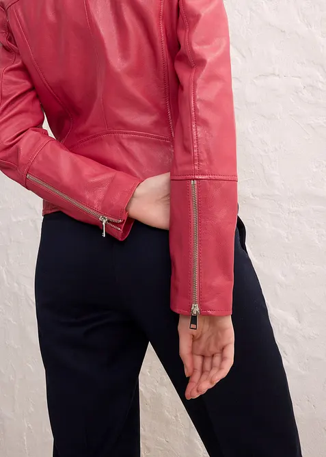 Veste biker en cuir nappa d&rsquo;agneau, bonprix