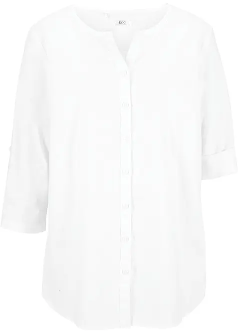 Bluse mit Leinen, 3/4 Arm, bonprix