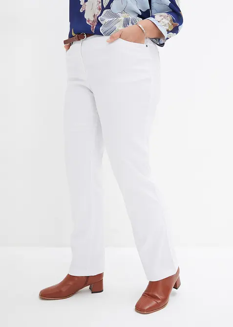 Pantalon droit extensible en bengaline, taille &eacute;lastiqu&eacute;e, bonprix