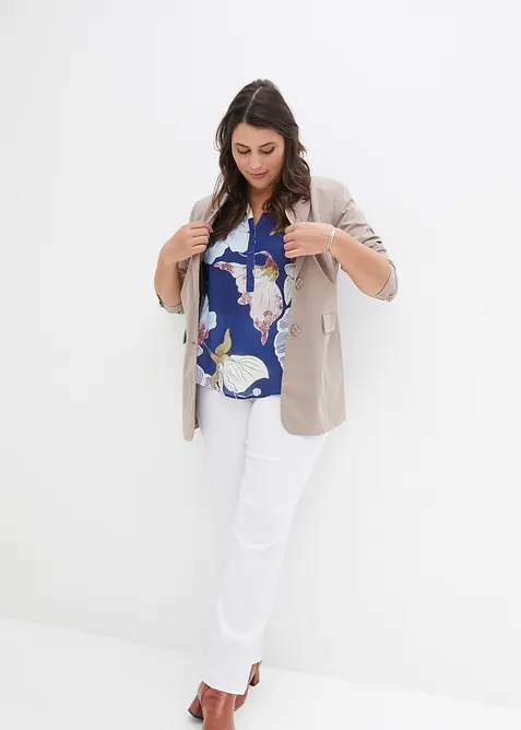 Pantalon droit extensible en bengaline, taille &eacute;lastiqu&eacute;e, bonprix