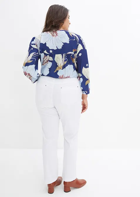 Pantalon droit extensible en bengaline, taille &eacute;lastiqu&eacute;e, bonprix