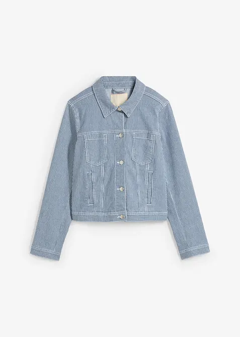 Veste en jean rayée, raccourcie, bonprix