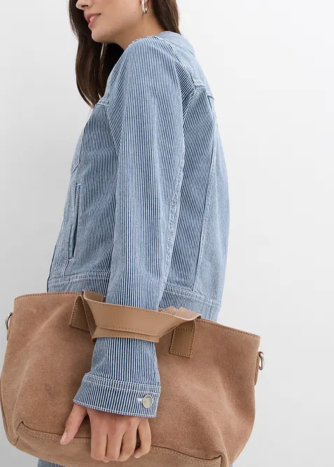 gestreifte Jeansjacke, verkürzt, bonprix