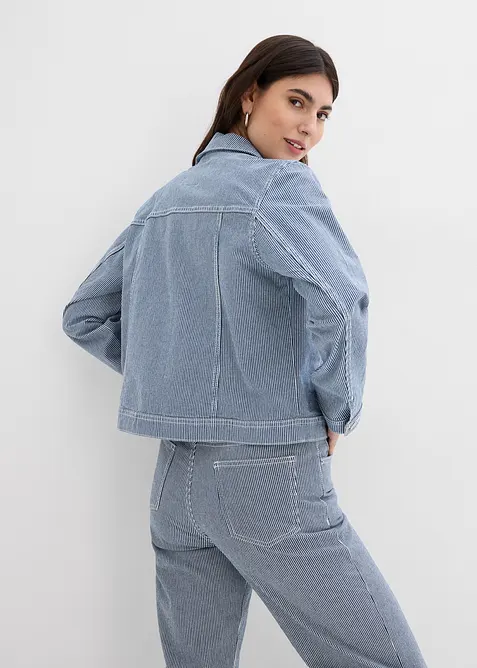 Veste en jean rayée, raccourcie, bonprix