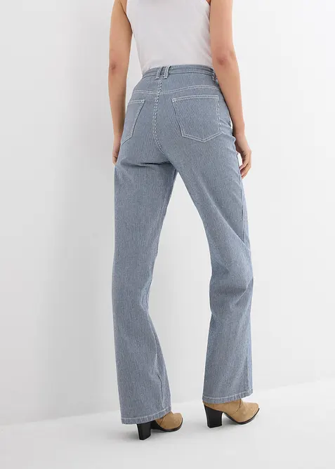 Loose Straight-Jeans, High Waist, Streifen, bonprix
