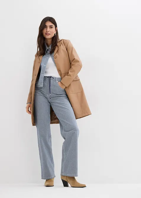 Loose Straight-Jeans, High Waist, Streifen, bonprix