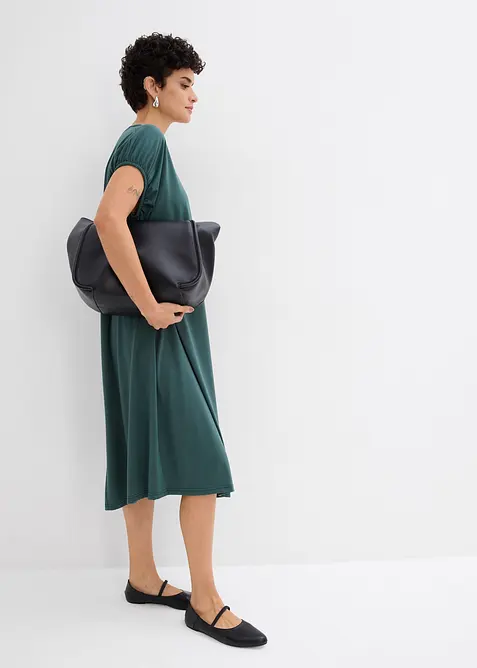 Jerseykleid mit V-Ausschnitt aus Viskose-Mix, bonprix