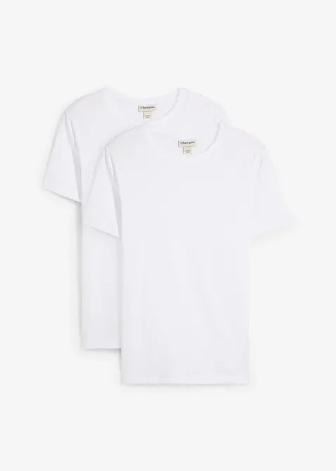 Lot de 2 T-shirts 100% coton, slim, bonprix