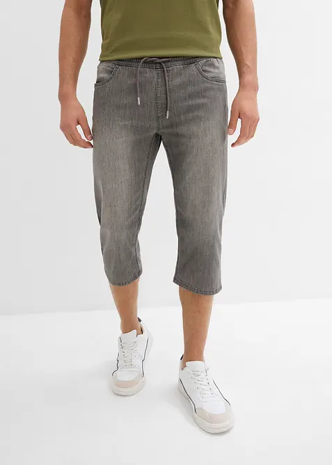Lot de 2 jeans jogger 3/4 en denim l&eacute;ger, coupe droite regular, bonprix