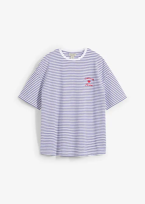 Gestreiftes T-Shirt mit Stickerei, bonprix