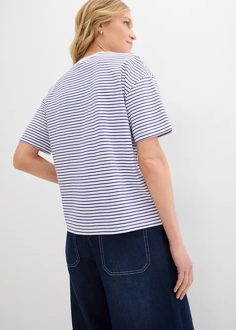 Gestreiftes T-Shirt mit Stickerei, bonprix