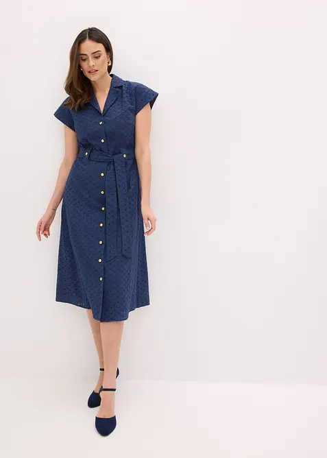 Hemdblusenkleid aus Lochspitze, bonprix