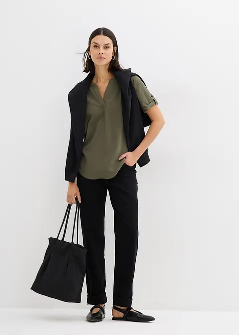 Blouse manches courtes en viscose mélangée, bonprix