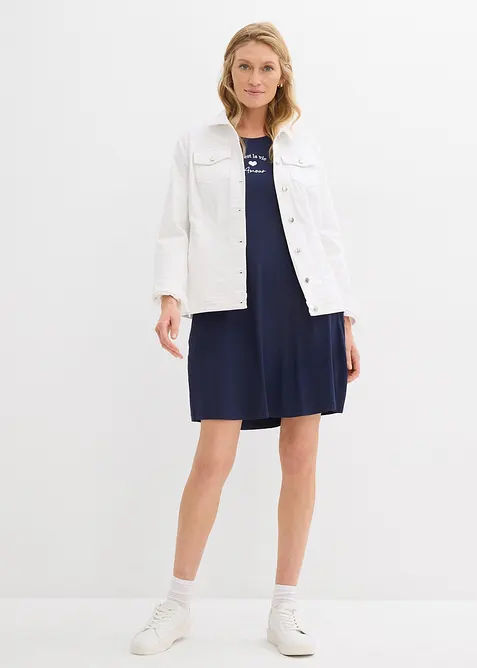 Jersey-Kleid mit Stickerei aus Viskose-Elasthan-Mix, bonprix