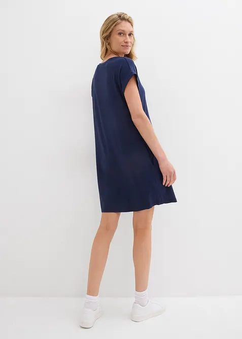 Jersey-Kleid mit Stickerei aus Viskose-Elasthan-Mix, bonprix
