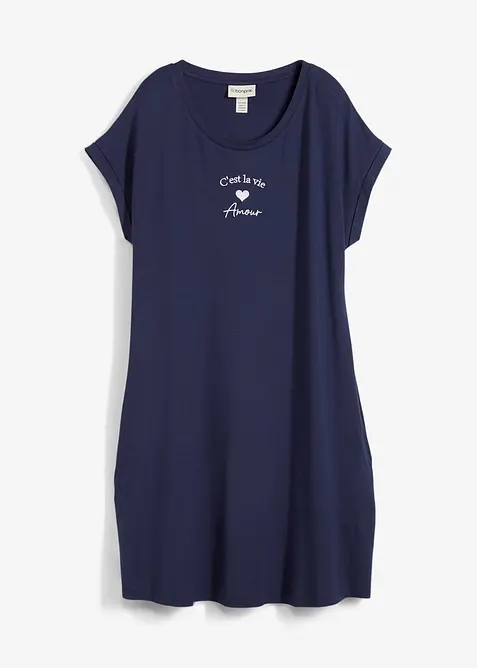 Jersey-Kleid mit Stickerei aus Viskose-Elasthan-Mix, bonprix