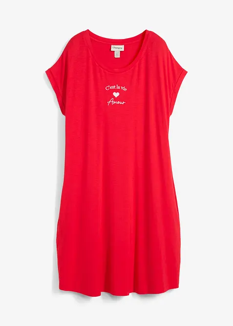 Jersey-Kleid mit Stickerei aus Viskose-Elasthan-Mix, bonprix