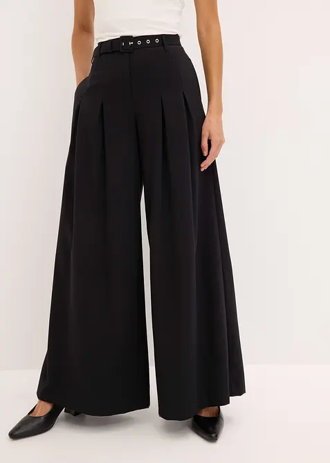 Bundfaltenhose mit G&uuml;rtel (2tlg-Set), bonprix