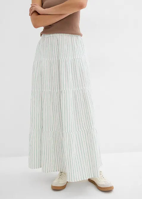 Gestreifter Maxirock aus reiner Baumwolle, bonprix