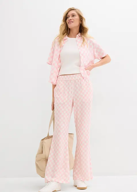 Karierte Marlenehose aus fließender Viskose, bonprix