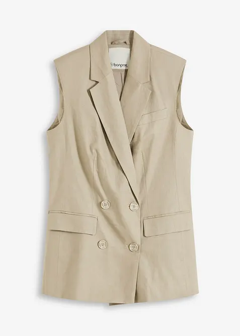 Leinen-Blazer ohne Arm, bonprix