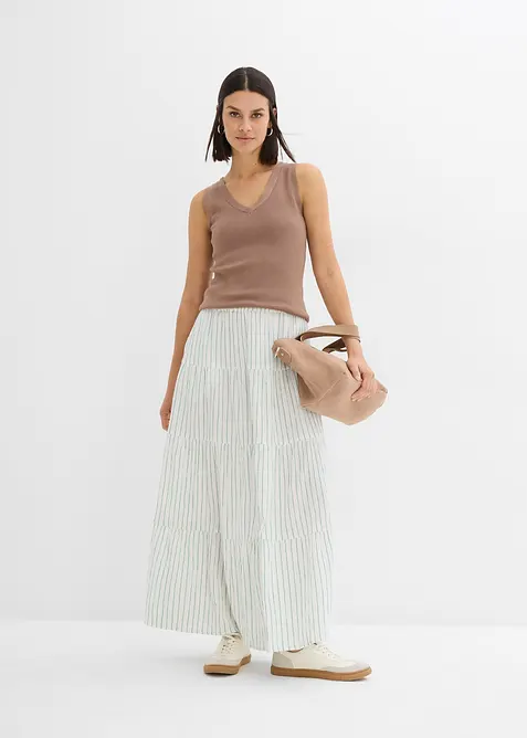 Gestreifter Maxirock aus reiner Baumwolle, bonprix