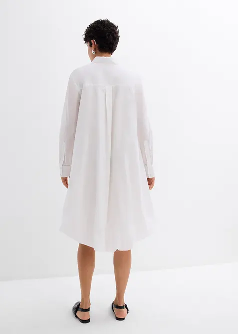 Hemdblusenkleid mit Ballonsaum aus reiner Baumwolle, bonprix