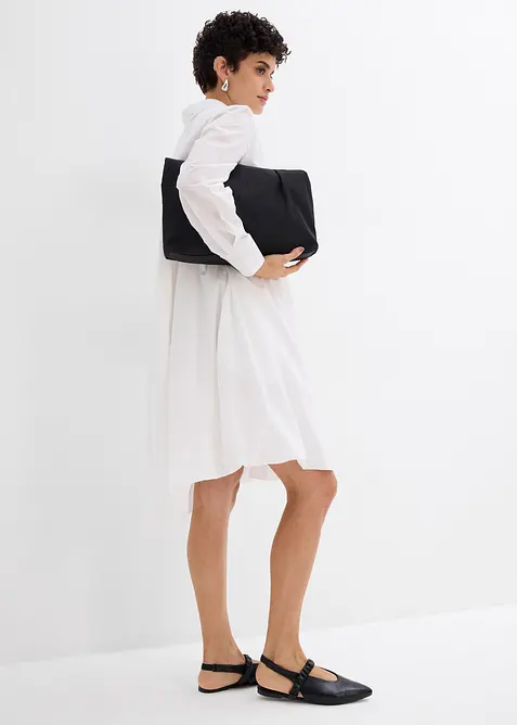Hemdblusenkleid mit Ballonsaum aus reiner Baumwolle, bonprix