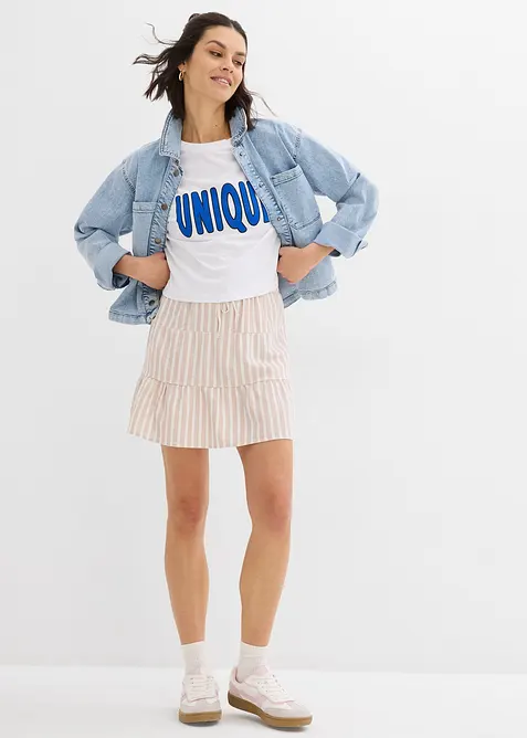 Stufenrock aus luftigem Leinen-Mix, bonprix