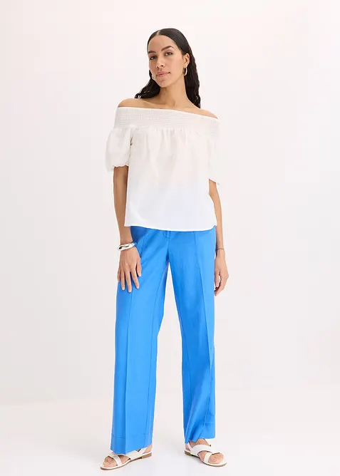 Pantalon palazzo en lin m&eacute;lang&eacute; a&eacute;rien, bonprix