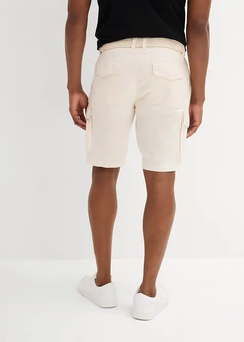 Bermuda cargo avec lin et ceinture, Regular, bonprix