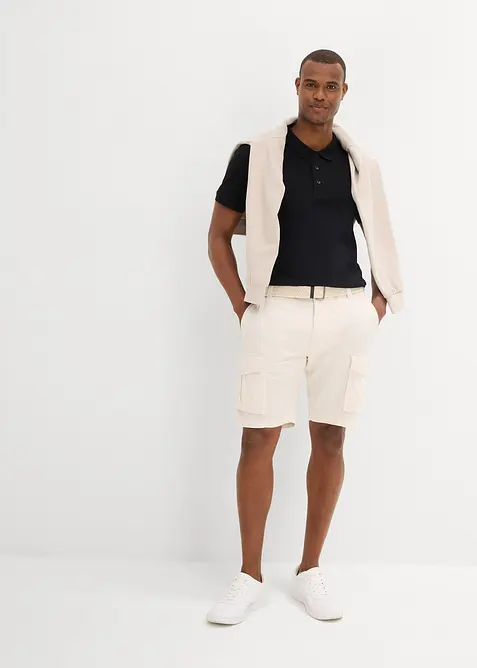 Bermuda cargo avec lin et ceinture, Regular, bonprix