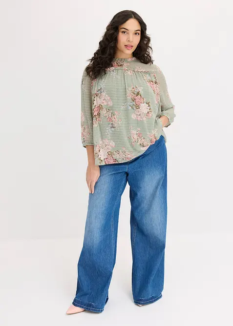 Tunique en cr&ecirc;pe imprim&eacute;, bonprix