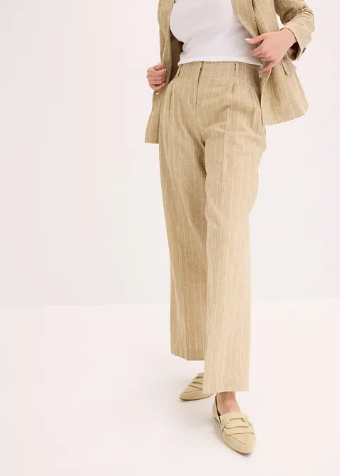 Bundfaltenhose mit Leinenanteil, bonprix