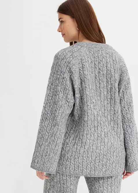 Oversize-Pullover mit Zopfmuster, bonprix