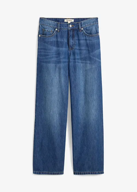 Jean baggy, taille mi-haute, doux, raccourci, bonprix